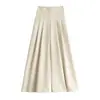 Calça pantalona feminina de algodão e linho, Calça social de verão de cintura alta para controle da barriga, Caimento elegante, Corte solto, Emagrecimento, Calça saia de comprimento total