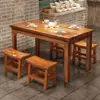 Mesa de Jantar para Uso Comercial em Restaurantes e Lanchonetes, Fogão de Indução Combinado, Panela Quente, Cadeiras de Jantar, Mesa, Fast Food Carbonizado, Retangular Retro