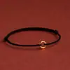 Tobillera de oro puro 999 con hebilla de paz para mujer, pulsera delgada tejida con cuentas de la fortuna, regalo del Día de San Valentín para la industria de la belleza y la belleza