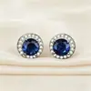 Pendientes de botón Yanbai Cross-Border Clásicos Elegantes Brillantes Coloridos de Circonita Redonda, Pendientes Versátiles Unisex Simples de Lujo Ligero