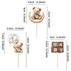 Cartão de inserção para bolo de aniversário do urso lua fofo criativo Urso Pooh Crianças Bebê Decoração de festa de celebração Cartão de inserção