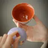 Gaiwan de Color Bloqueado Púrpura Hibisco y Rojo Bermellón de las Dinastías Tang y Song, Tazón de Té Cerámico de Calabaza Pintado a Mano con Oro Tradicional, Tazón de Té Incrustado en Oro y Plata