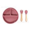 En stock mayoreo productos de silicona para niños tazón para comida de bebé ventosa fuerte antideslizante traje de silicona plato con divisiones