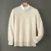 Suéter de punto para hombre 2025 Otoño/Invierno, Lana Pura, Cuello Alto Medio, Engrosado, Cepillado, Cálido, Anti-Pilling, Casual de Negocios