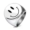 Anillo de Acero Inoxidable de Moda con Cara Sonriente Grabada con Láser Redonda de 22 mm, Venta Caliente Transfronteriza Europea y Americana en Amazon, Venta al por Mayor