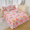Saia de Cama Dupla Renda Transfronteiriça Conjunto de Três Peças Cobertura de Cama Espessa Antiderrapante Saia de Cama Cobertura de Cama de Peça Única Saia de Cama Atacado