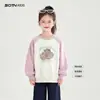 Moletom Redondo para Meninas 2026 Novo Estilo Outono Manga Raglan Desenho Animado Top para Crianças Maiores Manga Longa Roupa Infantil Atacado