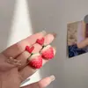 Brincos de Morango Artificial Vermelho Doces Fofos Japoneses Brincos de Frutas Elegantes de Alta Qualidade Brincos Versáteis para Mulheres