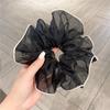 Anel de cabelo de cor contrastante de chiffon de tamanho grande de verão de bolha de malha pequeno estilo chanel design avançado francês retrô anel de intestino grande