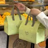 Bolsa Térmica para Llevar Verde Azulado, Universal para Catering, Postres, Pasteles, Café, Té de Leche, Helados, Tela No Tejida con Asa, Engrosada