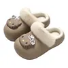 Chinelos de algodão impermeáveis em EVA do Gato KT de desenho animado, chinelos quentes de inverno forrados com fleece para casa femininos, antiderrapantes, com sola grossa
