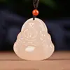 Pingente Buda de Jade Afegão Natural, Cor Água Clara, Pingente Buda Maitreya Barrigudo, Enfeite Pendente Buda Dupla Face