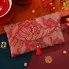 Sobre Rojo de Tela Brocada Bordada de Alta Gama Bolsa Roja de Diez Mil Yuan Palabras de Buena Suerte y Bendición Sobre Rojo Universal