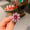 2023 deseo transfronterizo nuevo moda europea y americana simulación corindón rojo pétalo colgante collar anillo conjunto para mujer