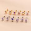 Henson Rod Fino Studs de Parafuso Duplo de Aço Inoxidável Flor de Zircônia Roxa Cruz Stud para Osso da Orelha Studs de Piercing da Moda