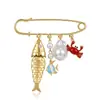 Elementos do Oceano Baleia Concha Pérola de Imitação Broche Alfinete de Cintura Criativo Exquisito DIY Roupas Bolsa Acessórios