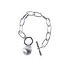 Colar de bola de metal estilo frio europeu e americano, feminino, moderno, corrente grossa, pulseira de clavícula, combinação de joias de discoteca