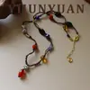 Estilo Moda Retrô Versátil Pedra Natural Ágata Pingente Colar Longo Luxo Leve Nicho Alto Padrão Joia Clavícula