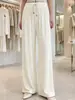 Pantalones de Mujer con Patrón de Rejilla de Cristal, Populares en el Sudeste Asiático, Cintura de Atar, Primavera/Verano, Pantalones de Pierna Ancha Adelgazantes, Cintura Alta, Pantalones que Alargan las Piernas