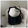 Bolso de Nube Plegado con Cordón Nuevo Simple Coreano Bolso de Hombro Cruzado Estilo Deportivo Casual Bolso de Mano de Nailon de Nicho