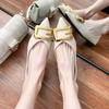 Zapatos de Punta Fina 2025 Primavera Estilo Francés Retro Tacón Grueso Zapatos de Mujer Suela Suave Pies No Cansados Tacón Bajo Combinan con Todo Zapatos de Trabajo