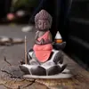Quemador de Incienso de Arena Púrpura con Flujo Inverso Pequeños Adornos de Monje Quemador de Incienso Zen Montaña Alta Agua Corriente Quemador de Incienso de Sándalo para el Hogar Inserto para Incienso en Barra