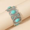 Pulsera elástica bohemia transfronteriza europea y americana de turquesa natural, pulsera tótem de personalidad retro para mujer, joyería al por mayor