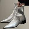 Bico Fino Casual Salto Baixo 2024 Novo Design Feminino Botas Slim Botas Curtas Botas Femininas Botas Curtas Botas Single Francesas