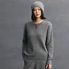 Cardigan de cashmere com gola redonda e trança estilo luxo leve para outono e inverno para mulheres, top de malha casual solto, casaco suéter de manga longa