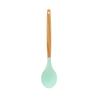 En existencia Cuchara grande de silicona Cuchara con llave Todo incluido Más densa Más fugas Cuchara para mezclar ensaladas Mango de madera Utensilios de cocina Cuchara de silicona