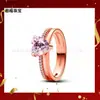 Novo Anel Pandora Cobre Banhado a Prata 925 Ouro Brilhante Amor Diamante Anel Retrô Moda Transfronteiriça