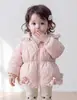 Traje de invierno para niñas estilo Chanel pequeño, chaqueta acolchada de algodón con lazo para bebé, top de capa base, pantalones de capa base, ropa infantil estilo coreano