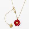 Aretes Asimétricos de Flor Margarita Roja Estilo Japonés-Coreano, Colgante de Abeja, Set de Collar Largo, Pulsera, Anillo