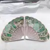 Maçaneta de Porta de Vidro para Casamento em Hotel com Mármore Incrustado, Maçaneta de Porta em Forma de Leque, Maçaneta de Porta com Imitação de Jade e Concha de Abalone