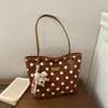 Bolsa de ombro tote de camurça com poá retrô transfronteiriça, uma bolsa de mão grande casual e estilosa para mulheres, perfeita para o trabalho