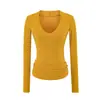 Camiseta Básica de Manga Larga con Cuello en V Estilo Retro Puro Deseo para Mujer 2026 Otoño Nueva Llegada Elástica Ajustada Color Sólido