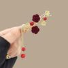 Accesorios para el Cabello de Lujo Accesible para Principios de Primavera, Pasador Rojo, Borla de Rosa Roja, Pin de Pato, Compromiso, Boda, Novia, Tocado para Vestido de Noche