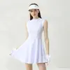 Verão Novo Vestido Sem Mangas Feminino de Golfe Saia Curta Afina a Cintura Roupas Esportivas de Golfe Tênis