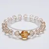 Lluvia de Flores de Peral FrescuraPulsera de Cristal Blanco Natural para Mujer, Versátil Lámina de Oro Koi Pulsera Brillante de Moda Venta al por Mayor
