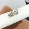 Pendientes de tanzanita natural llegan color azul claro destello fuego plata 925 incrustación de precisión piedra principal 3*4mm