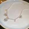 Collar con Colgante de Mariposa de Piedra de Circonita con Perlas, Cadena Clavicular de Lujo Ligero de Gama Alta, Gargantilla Estilo Palacio Retro para Mujer