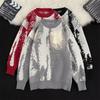 Suéter tejido con degradado de color de tinta para hombre, moda nacional 2024 otoño e invierno, nuevo sentido del diseño, ropa exterior retro, top tejido