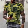 Cross-border Factory Atacado Masculino 3D Print Manga Curta T-Shirt Top Tamanho Grande Masculino Crewneck Camuflagem T-Shirt