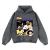 Sudadera con capucha y estampado de estrella de baloncesto Batik 420g Peso Pesado Oversize Pulóver Otoño e Invierno Transfronterizo
