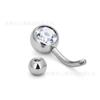 Piercing para ombligo de circonita de doble cabeza con rosca externa de titanio F136, clavo para ombligo, joyería para piercing corporal de aleación de titanio G23