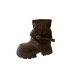 Novas Botas Femininas Estilo Chinês para Outono e Inverno 2026, Botas da Moda com Solado Grosso Tendência, Botas de Início de Outono