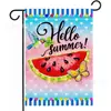 Nuevo Producto Más Vendido Transfronterizo: Bandera de Jardín de Verano con Estampados de Paleta de Helado de Playa Oceánica y Serie de Sandía, Bandera de Jardín de Lino de Doble Cara
