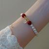 Chenmo Novo Estilo Chinês Simples Retro Fu Marca Pérola Pulseira Elástica Moda All-match Blogger com Design de Nicho para Mulheres