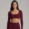 Ropa de Yoga Personalizada de Manga Larga Ajustada Sensación Nude Top Deportivo para Correr Camiseta de Manga Larga Ajustada de Secado Rápido