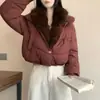 Casaco de Algodão de Inverno Transfronteiriço Novo 2026, Moderno e Versátil, Estilo Coreano com Gola Grande de Pelo, Jaqueta Feminina Quente Estilosa e Simples